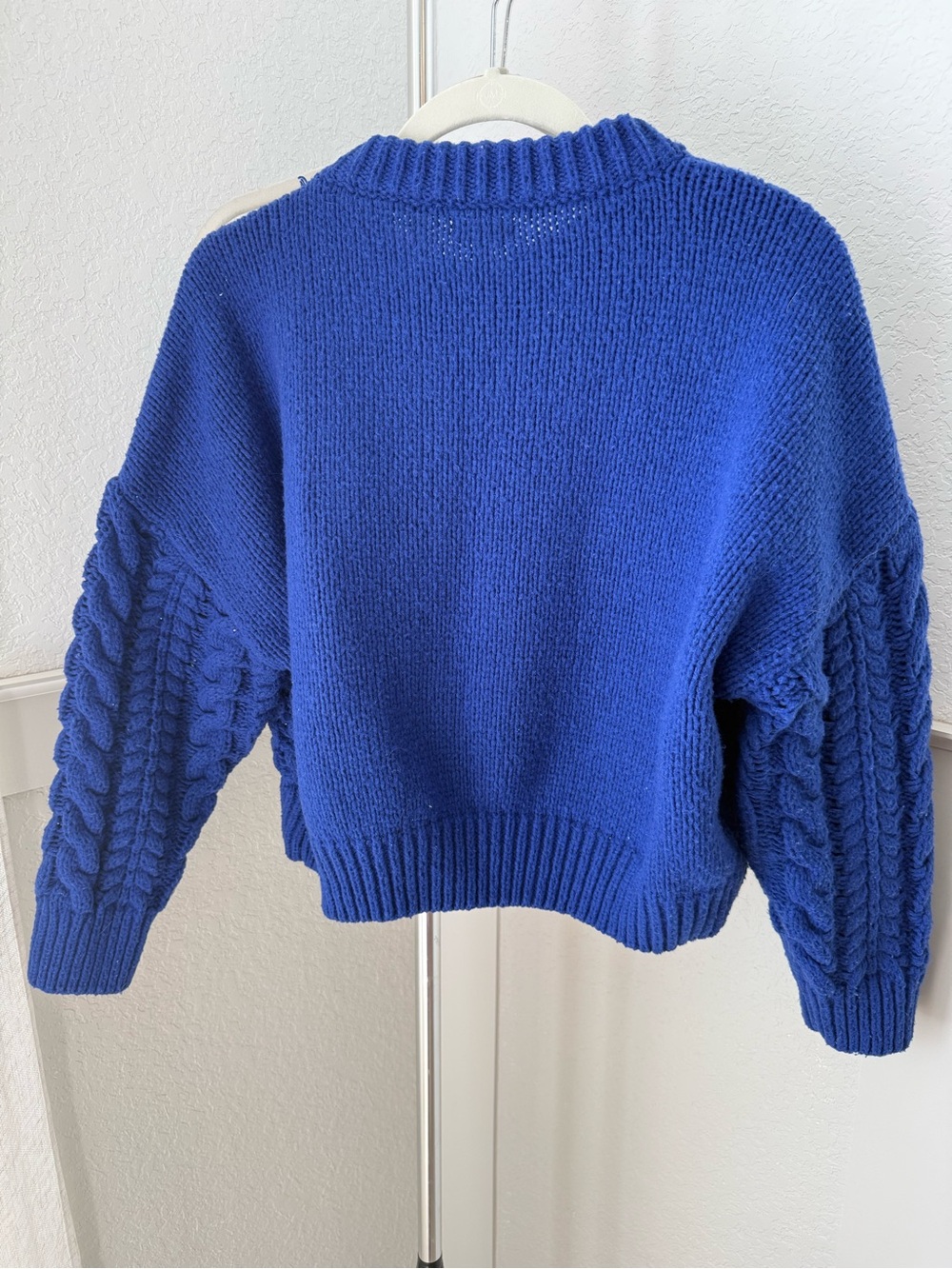 debut Royal Blue Cable Knit Crewneck Sweater - Picture 4 of 4